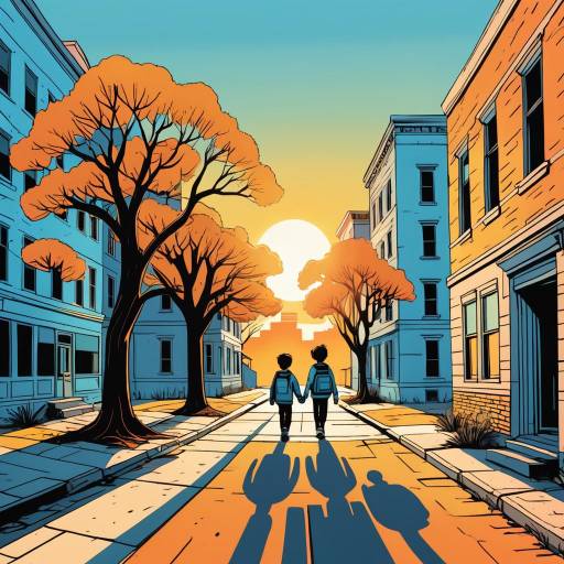 Urban Sunset Adventure in Comic Style