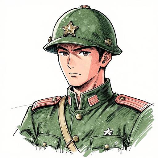 Cyberpunk Architectural Portrait of Japanese Soldier