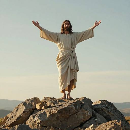 Ultra Realistic Jesus Standing on Rock
