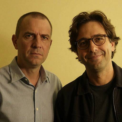 Close-up Portrait of Two Men on Yellow