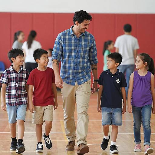 Joyful Moment in School Gym
