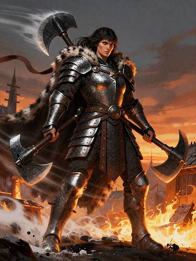 Giant-Slayer Warrior Woman at Dusk