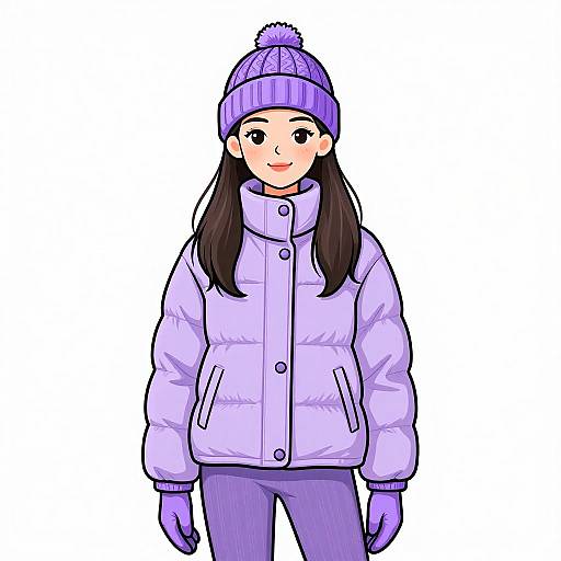 Winter Chic Woman in Pastel Purple