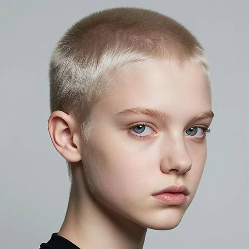 Photorealistic Patterned Pale Skinhead Teen