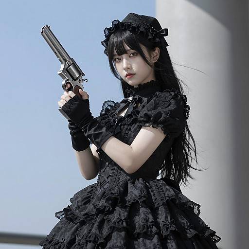 Gothic Lolita with Silver Revolver