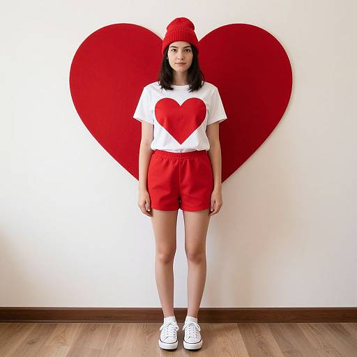 Realistic Woman in Valentine's Outfit