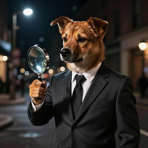 Noir Detective Anthropomorphic Dog Art