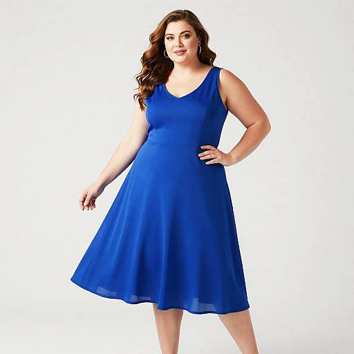 Plus Size Woman in Blue Dress