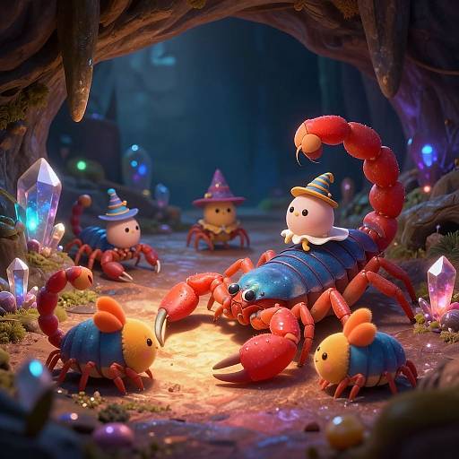 Fantasy Cute Scorpions in Mystic Cave