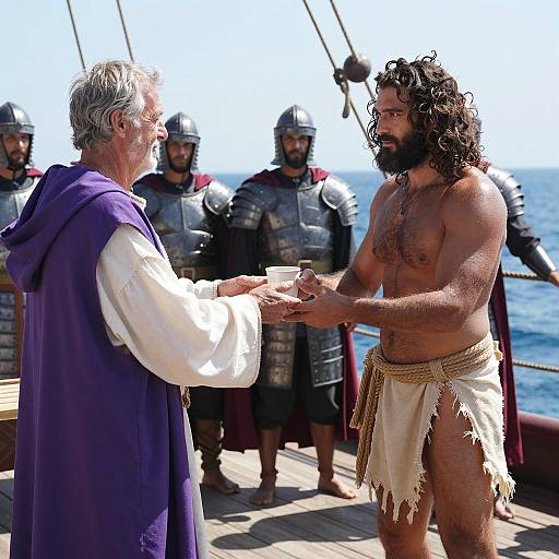 Tense Encounter on Ship Deck