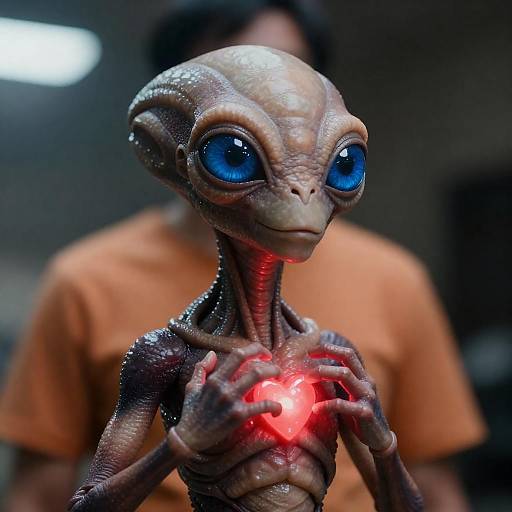 Expressive Alien with Glowing Heart