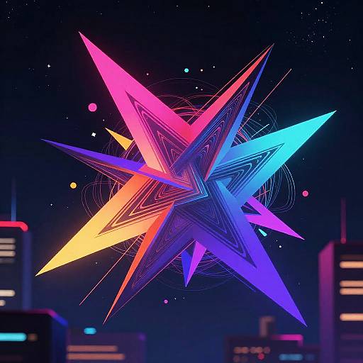 Vibrant Neon Abstract Futuristic Cityscape