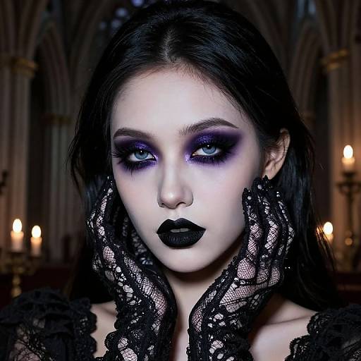 Gothic Female Makeup in Cathedral