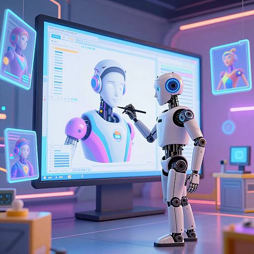 Android Artist Designing AI Assistant