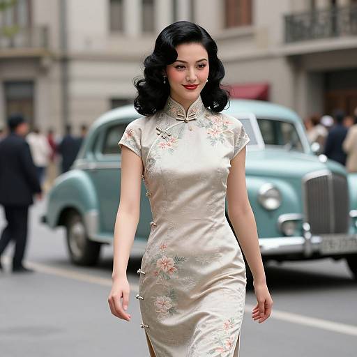 Elegant 1930s Shanghai Woman in Cheongsam