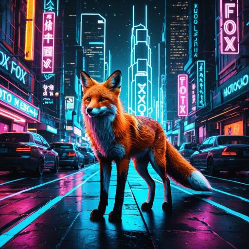 Cyberpunk Fox in Neon Metropolis Cyberpunk Fox in Neon Metropolis