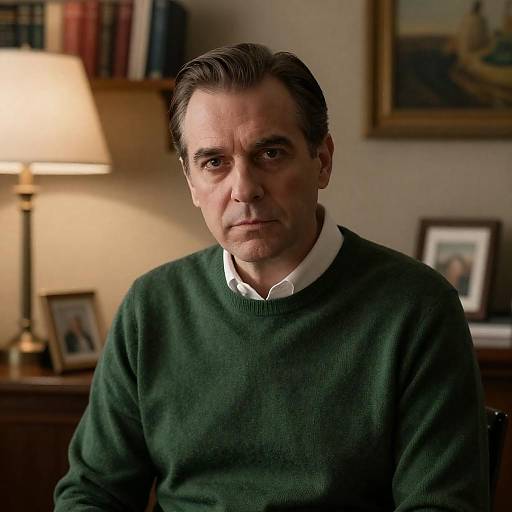 Intense Gaze in a Dim Room