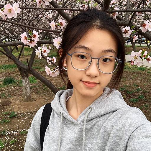 Teen Girl Selfie in Blooming Park