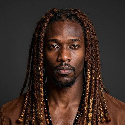 African-American Man with Brown and Blonde Dreadlocks