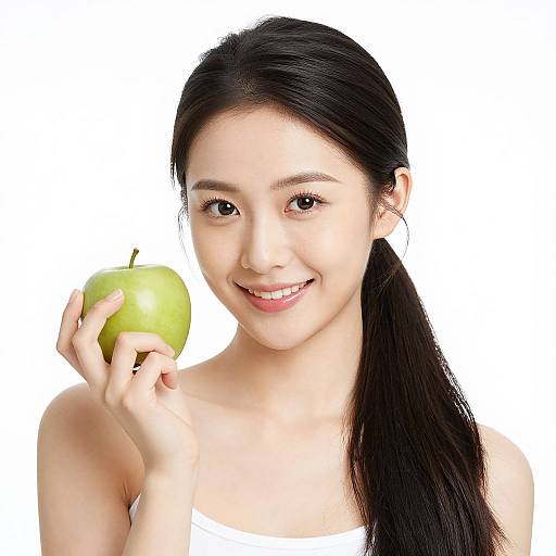 High Key Portrait of Woman with Apple