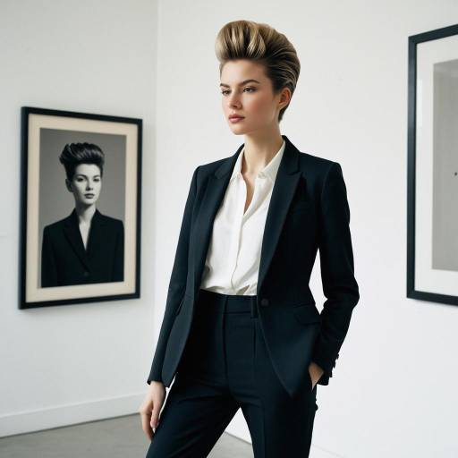 Chic Pompadour in Contemporary Gallery Setting Chic Pompadour in Contemporary Gallery Setting