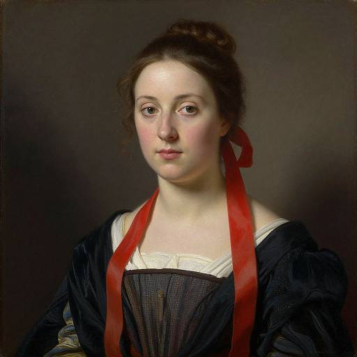 Vintage Portrait Woman Red Ribbon