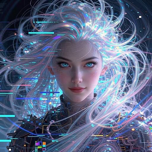 Extreme Cyberpunk Glitch-Core Portrait