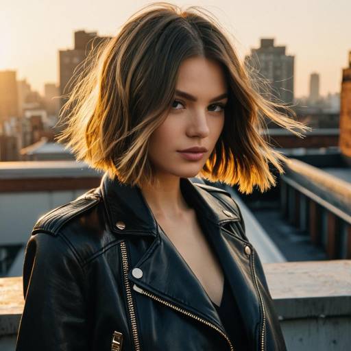 Chic Bob Hairstyle on Urban Fashion Model