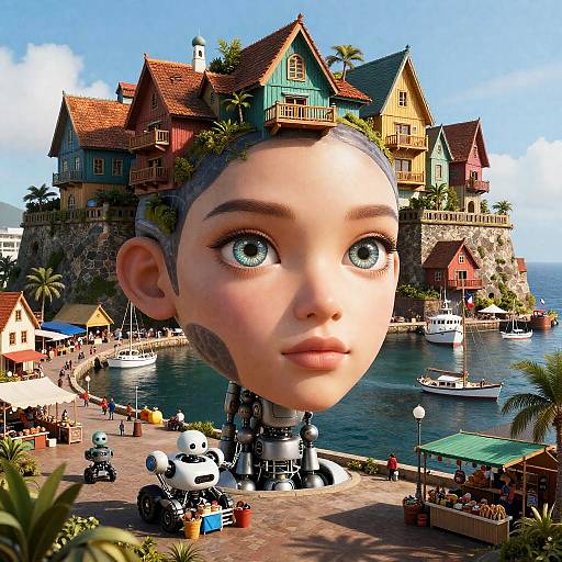 Photorealistic Cyber-Tropical NSFW Harbor Muse