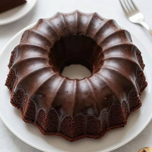 Overhead View of Glazed Chocolate Bundt Cake