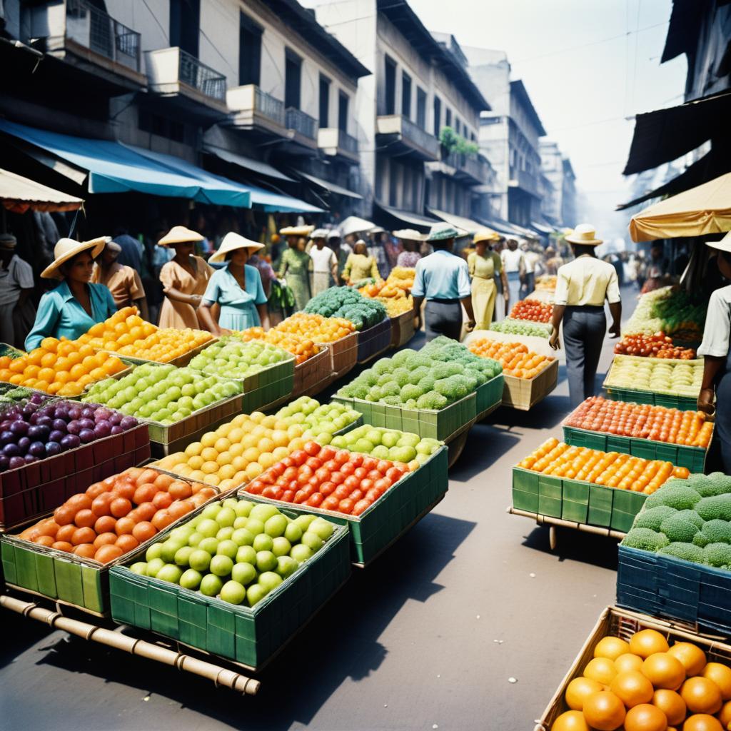 Vintage 1975 Street Market Scene