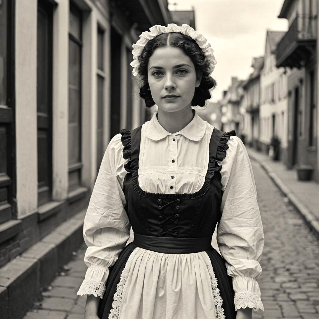 Vintage Maid in Historic Black and White