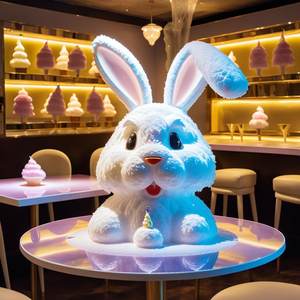 Surreal Ice Cream Rabbit Sculpture Art