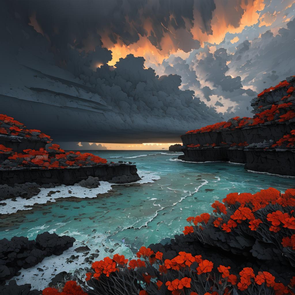 Stormy Coral Atoll at Dusk