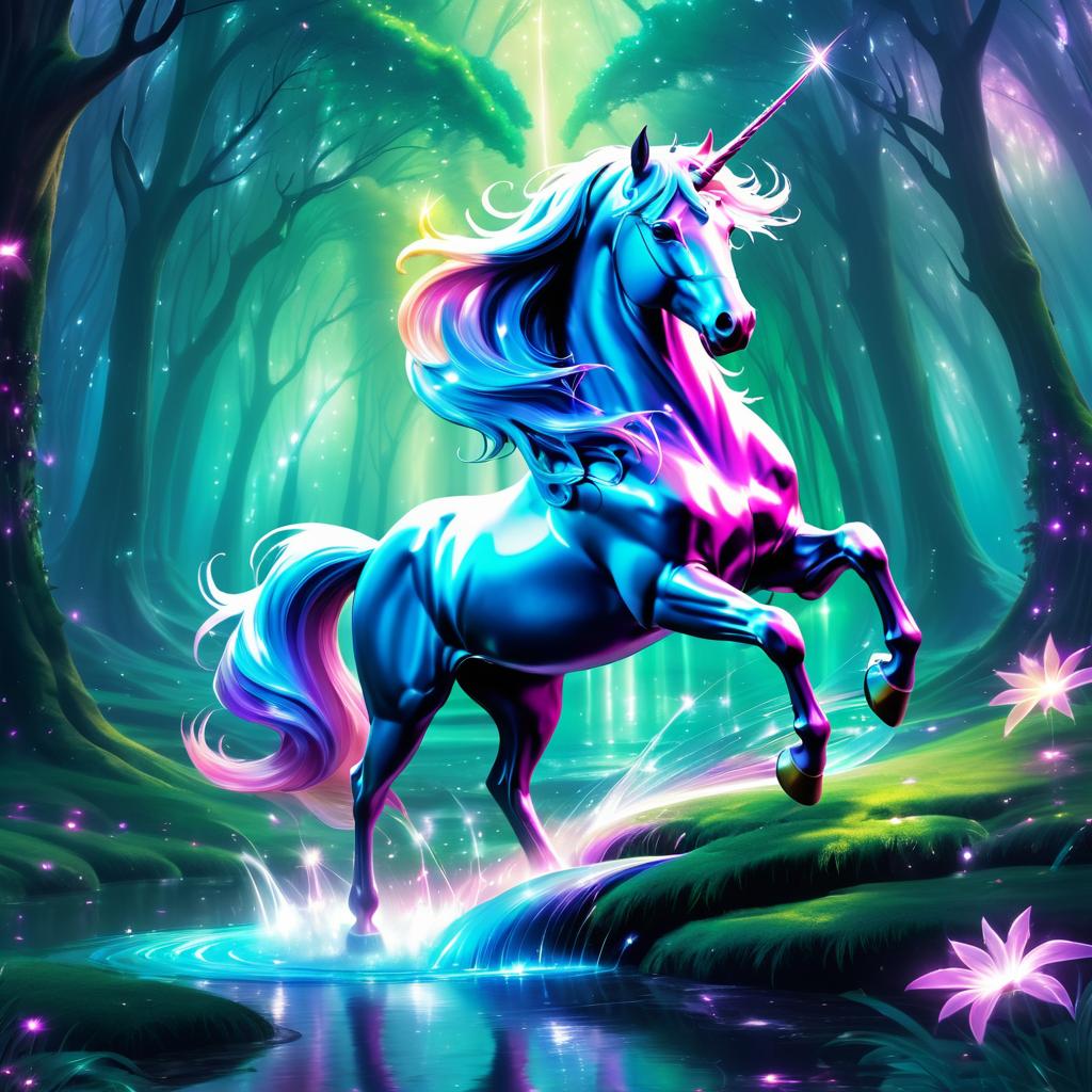 Enchanted Unicorn in Magical Glade Artwork