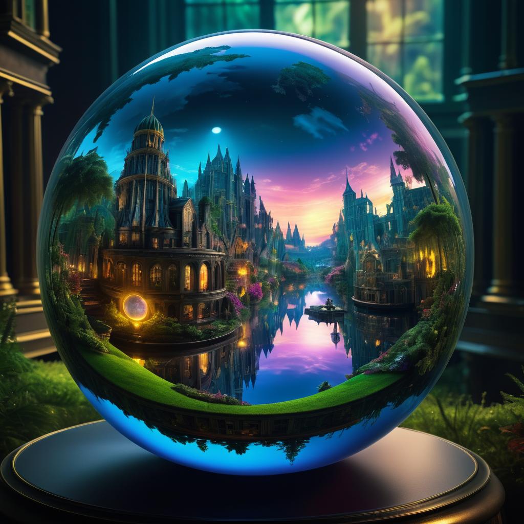 Epic Thomas Cole Fantasy in Glass Ball