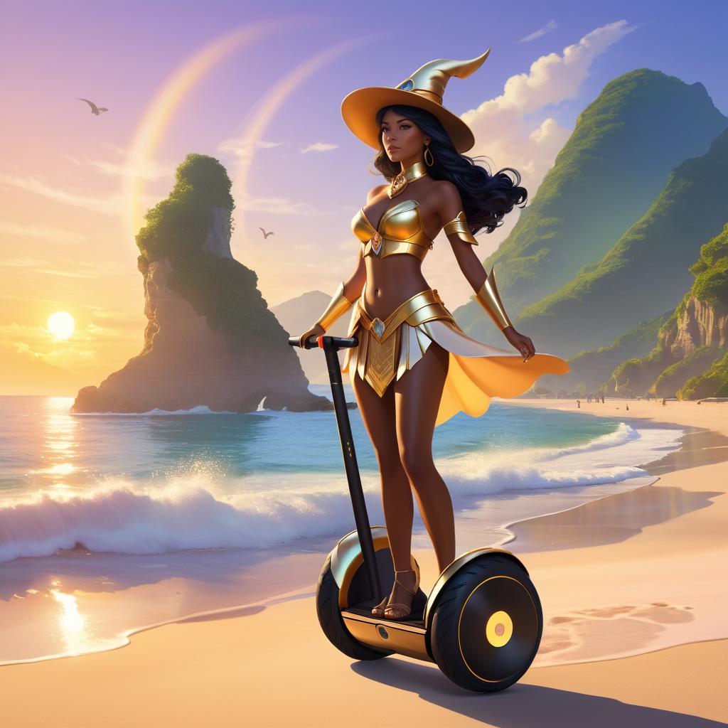 Sorceress on Segway at Sunset Beach