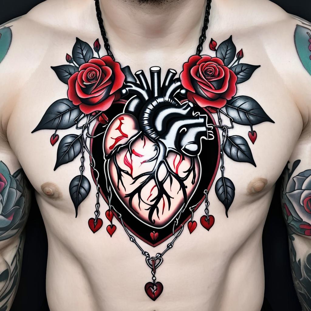 Anatomical Heart Tattoo with Roses