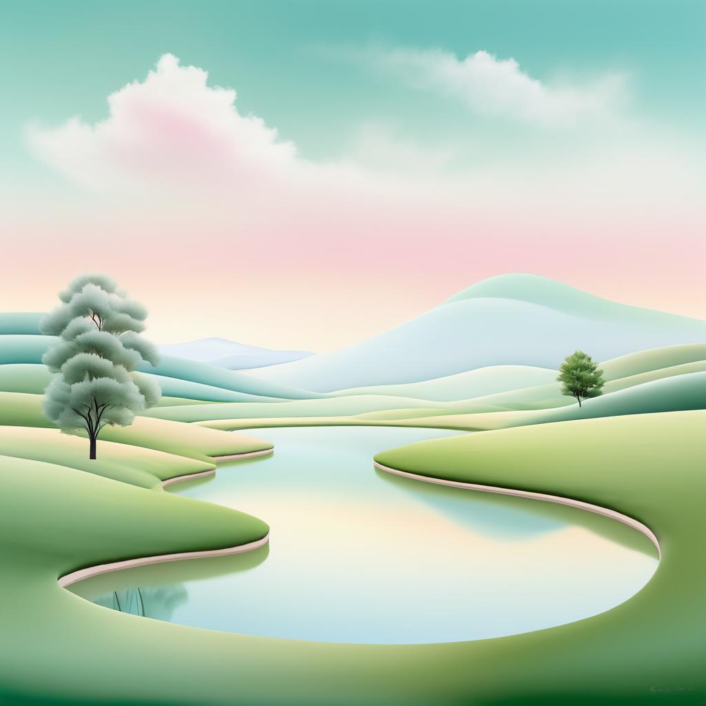 Dreamy Pastoral Landscape in O'Keeffe Style