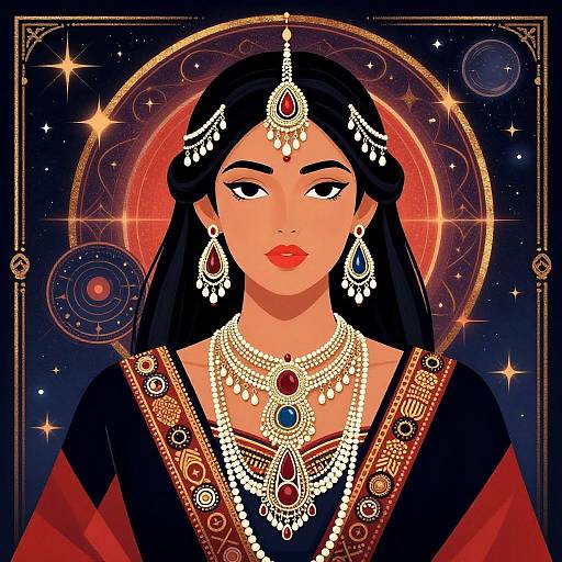 Celestial Woman in Traditional Attire