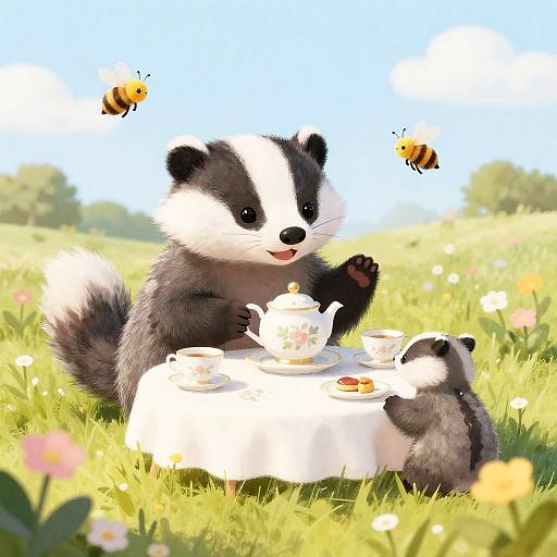 Cheerful Badger's Tea Party