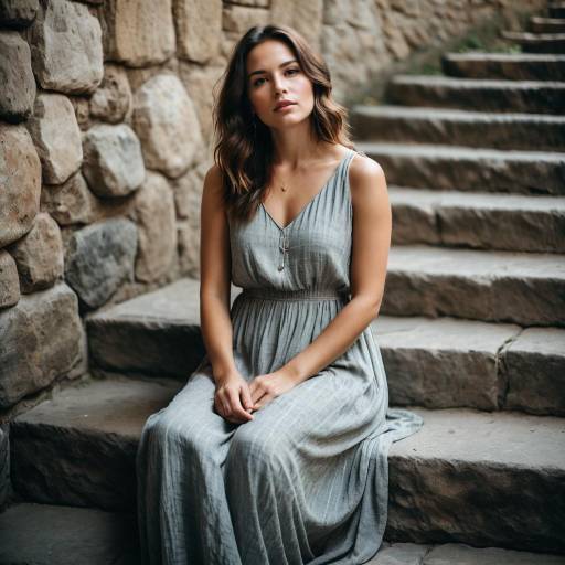 Young Woman Sitting on Stone Steps
