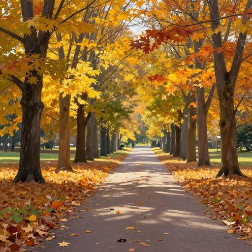 Swirling Autumn Leaves in Park