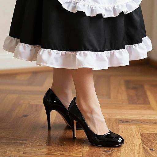 Elegant Victorian Maid in Glossy Heels