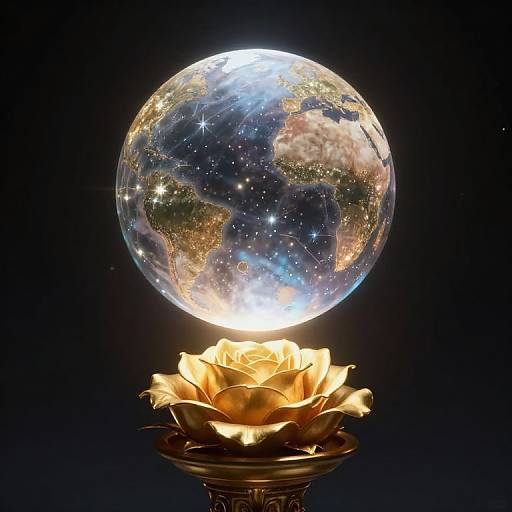 Ethereal Star Sphere on Golden Rose