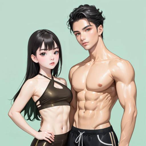 Youthful Couple in Vibrant Green Scene Youthful Couple in Vibrant Green Scene