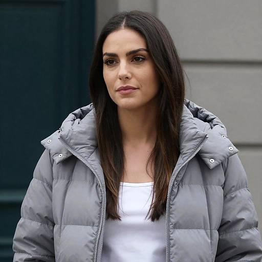 Woman in Gray Puffer Jacket Portrait