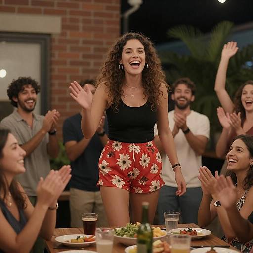 Joyful Celebration with Friends at Night