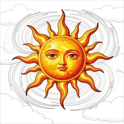 Realistic Sun with Solar Winds Coloring