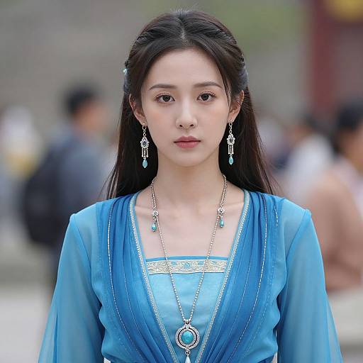 Realistic Girl in Blue Raya Costume